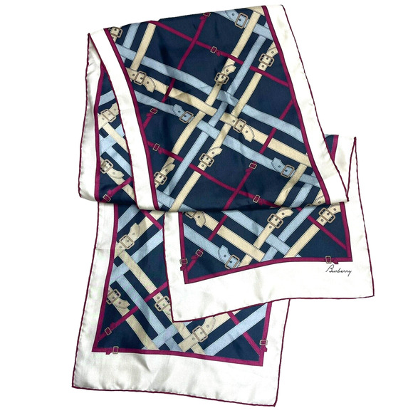 BURBERRY Silk Belt Nova Check Plaid Belt Print Rectangle Scarf 11x62 - Picture 2 of 16